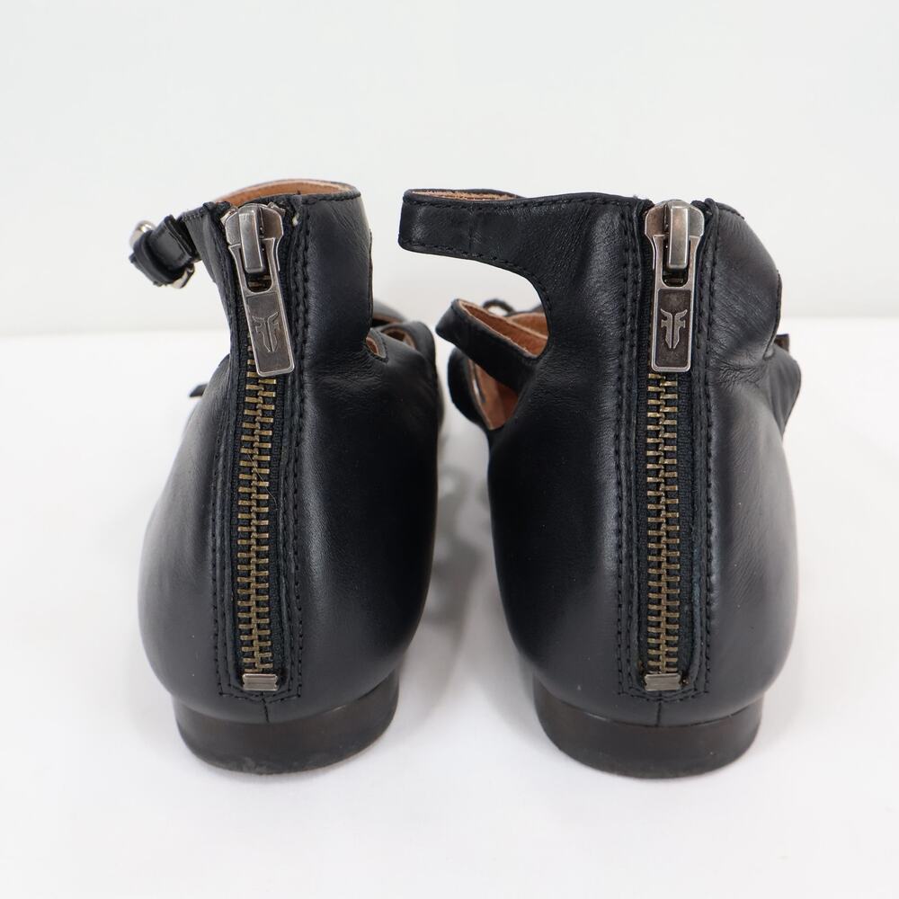 Frye Sienna Buckle Ballet Leather Black Flats Size 9 - Picture 4 of 10